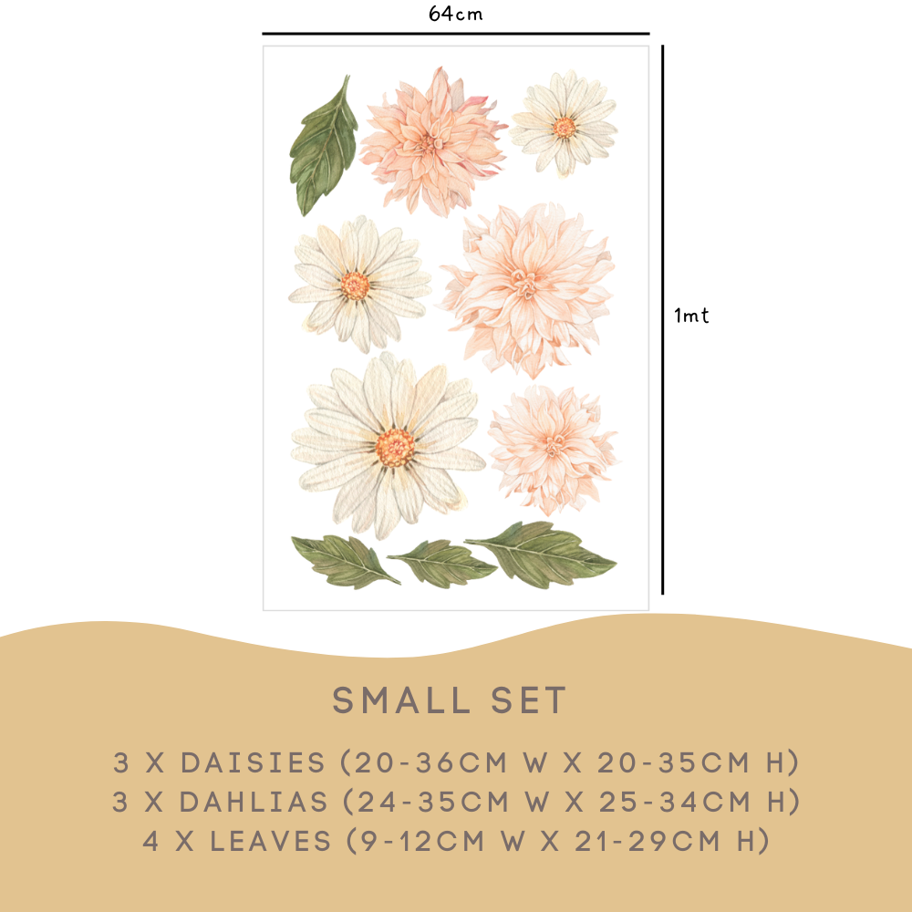 Dahlias and Daisies Wall Decals
