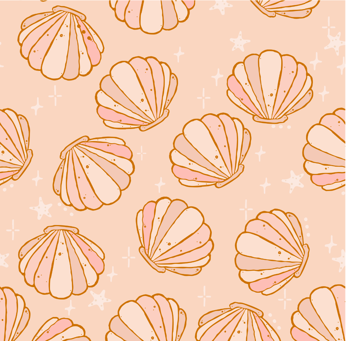 Sea Shell Peach Boho Wallpaper for Kids Tiny Walls