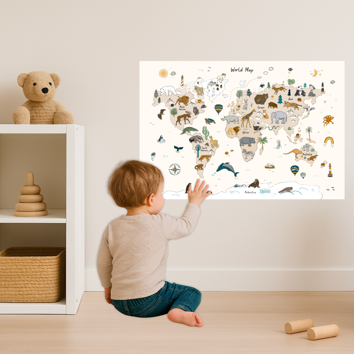 Animal Atlas World Map Wall Decal