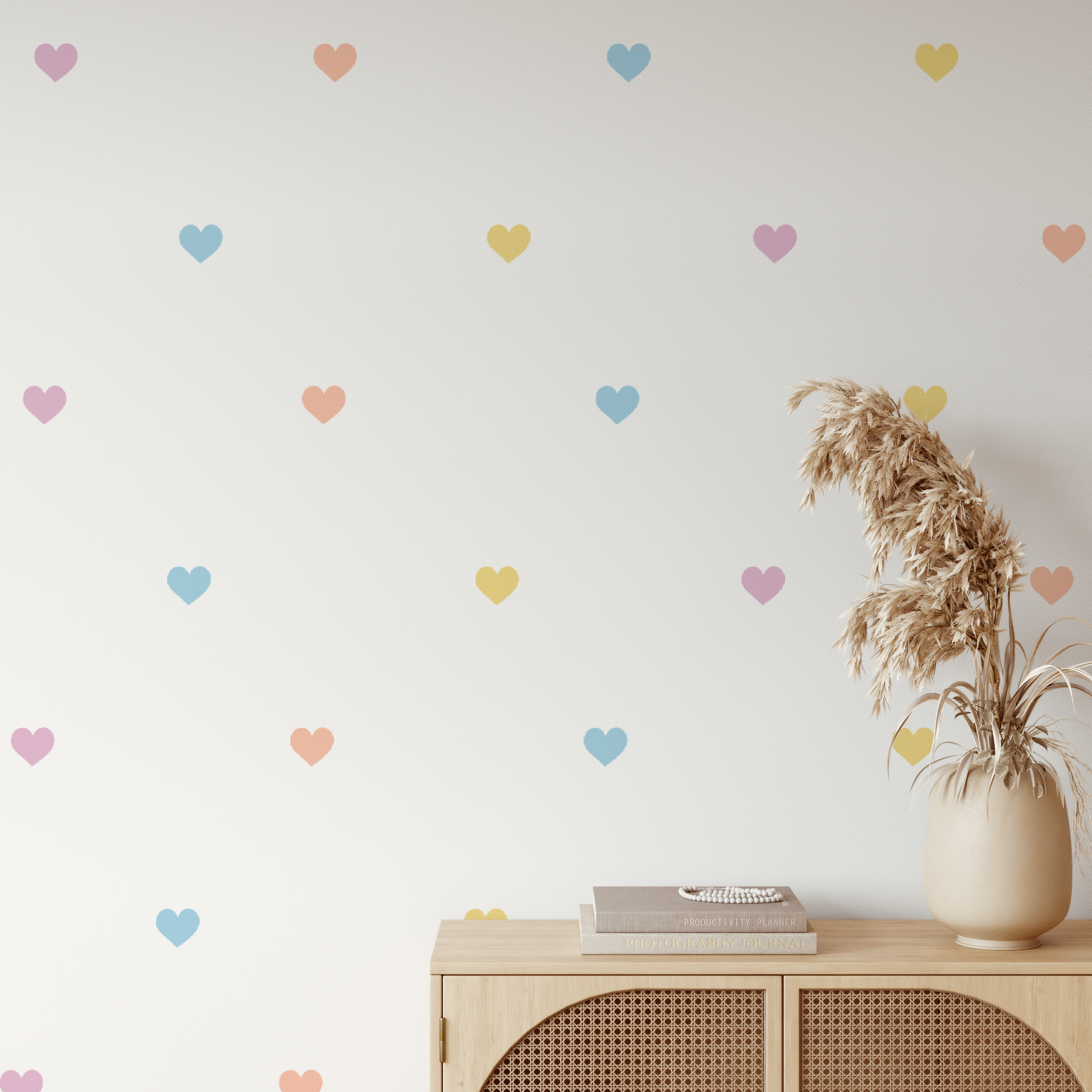 Mini Hearts 180pcs Danish Pastels Wall Decals