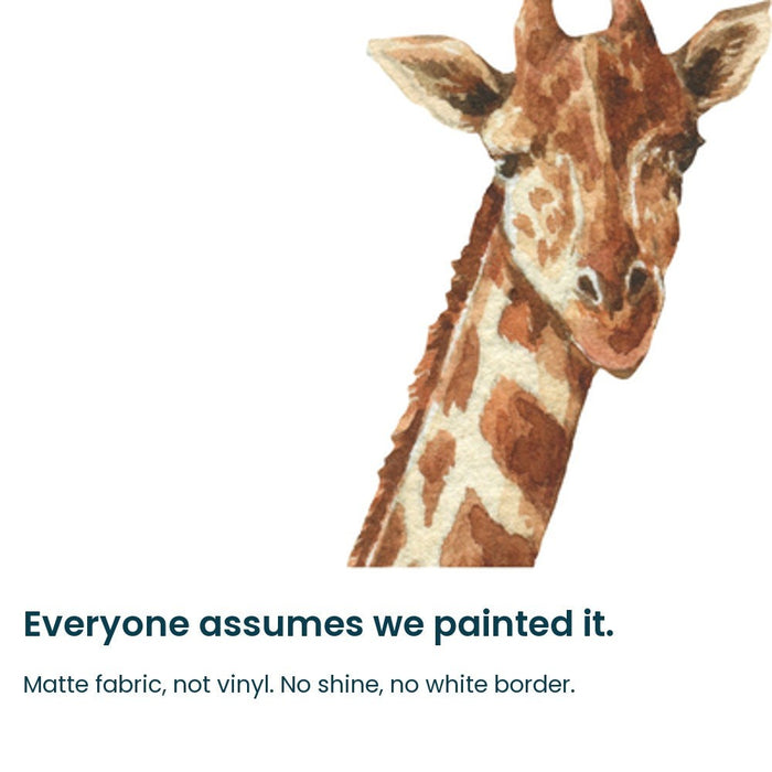 Close-up of the watercolour giraffe decal
