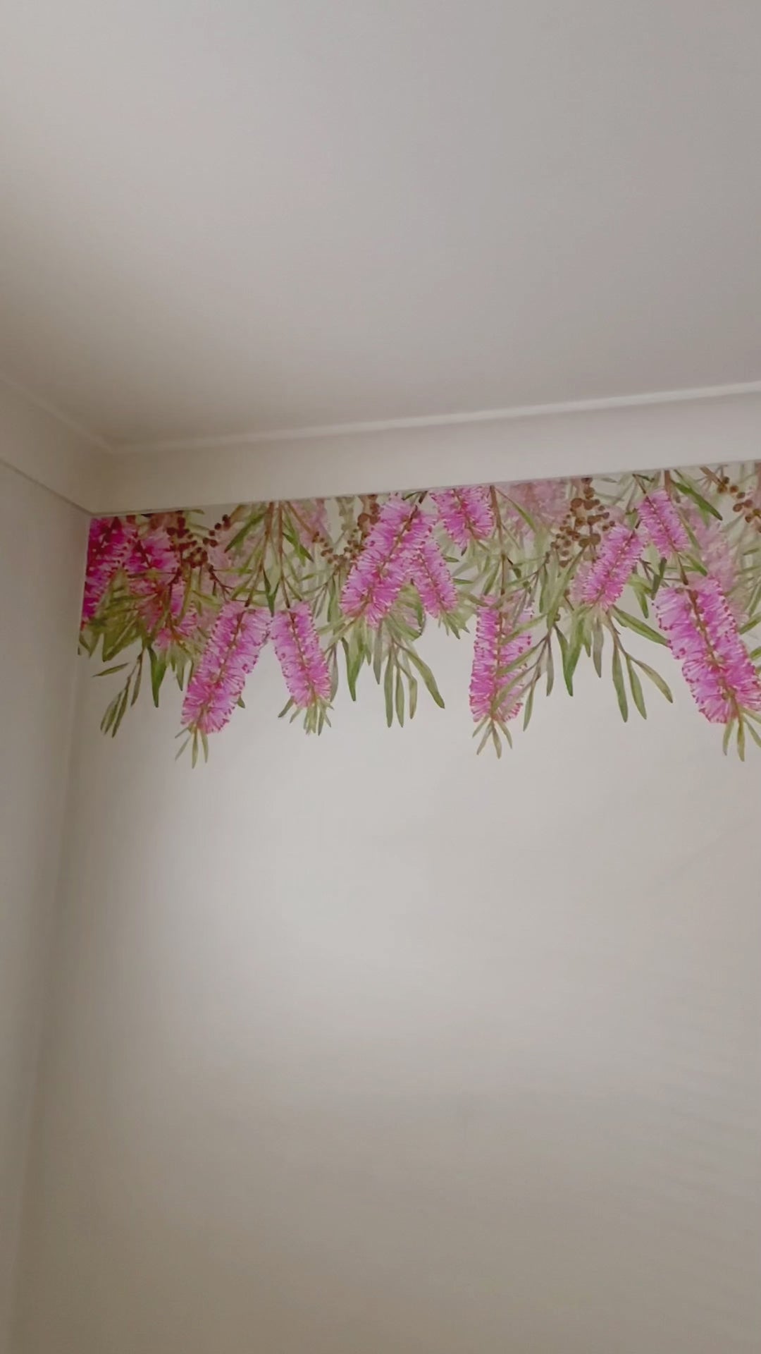 Load video: Pink Bottlebrush Wall Trim Decals