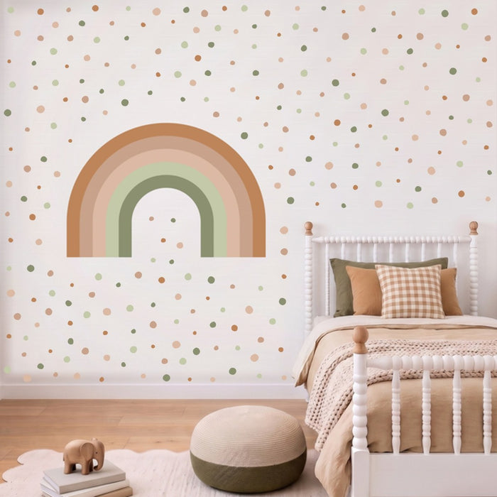 Safari Jungle rainbow wall decal with 255 spots on a kids' bedroom wall
