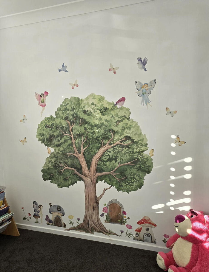 Customer photo of a fairy tree decal