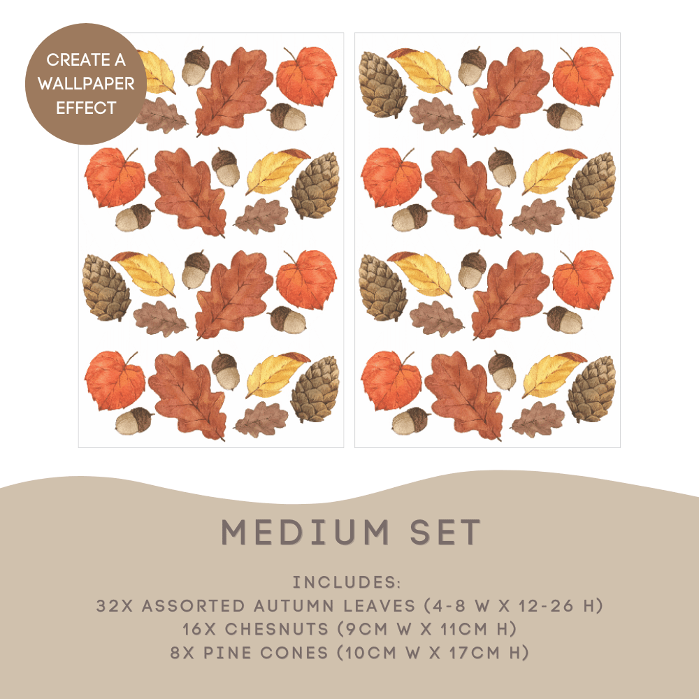Autumn Leaf & Pine Cone Wall Decals