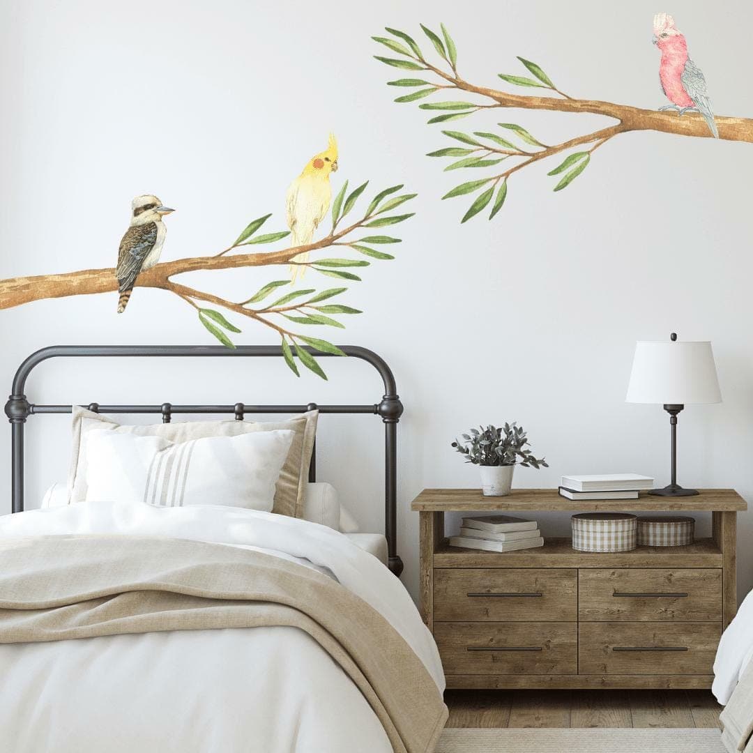 Australian Gum Tree Branch & Bird Wall Decals