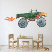 Jumbo Green Monster Truck Wall Decal