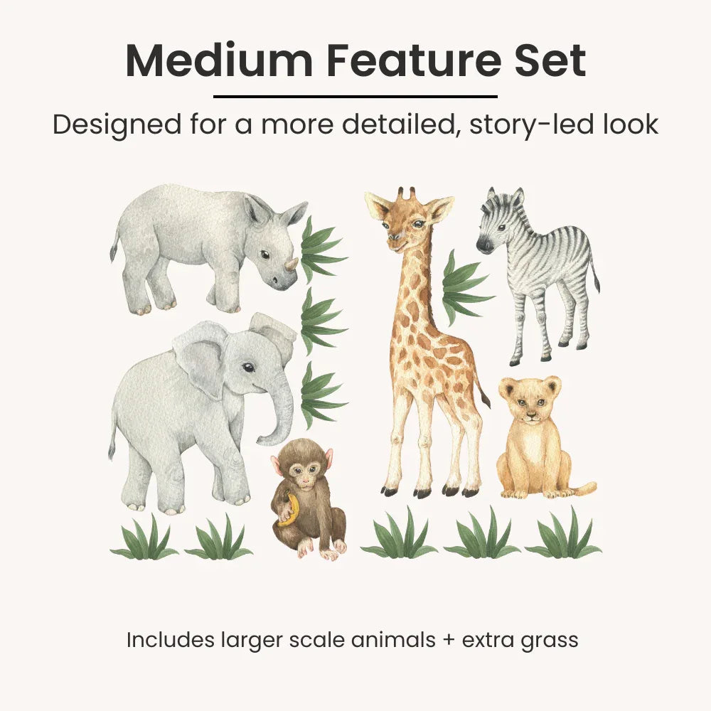Baby Safari Animal Wall Decals - Watercolour Nursery Decor