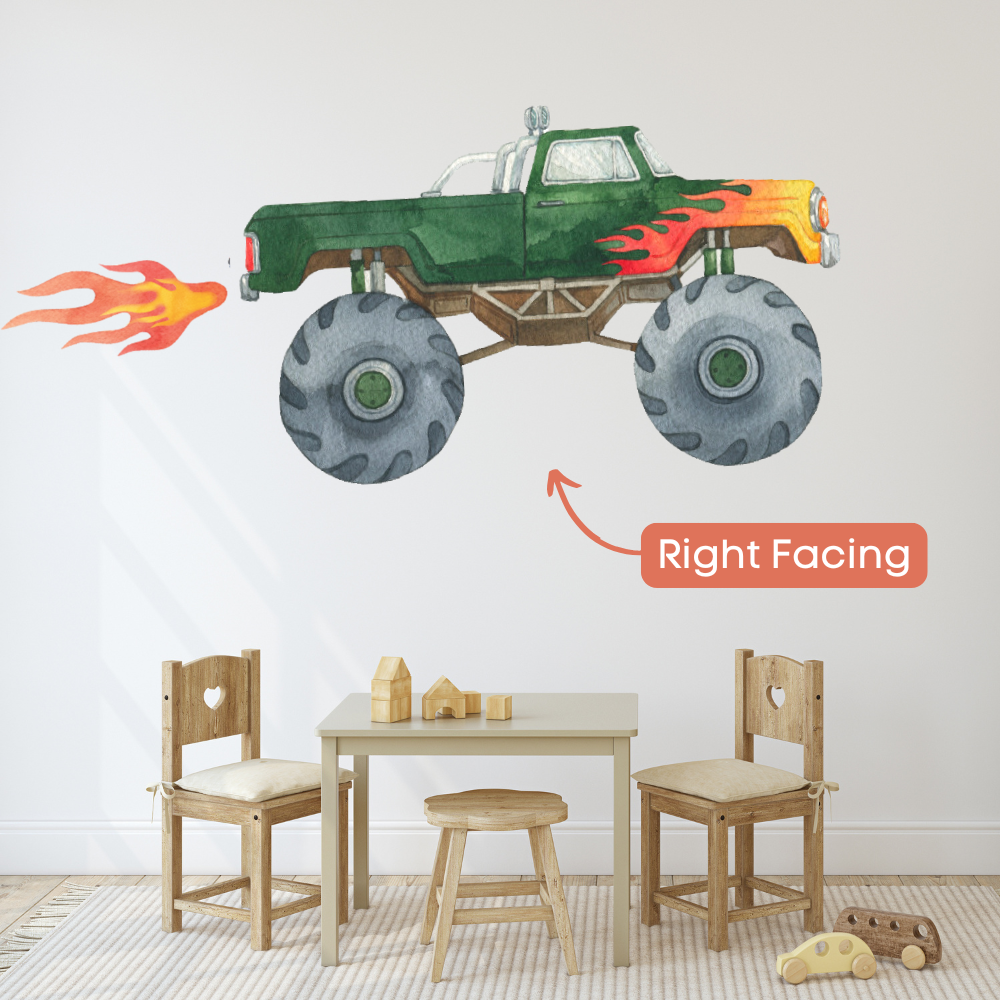 Jumbo Green Monster Truck Wall Decal