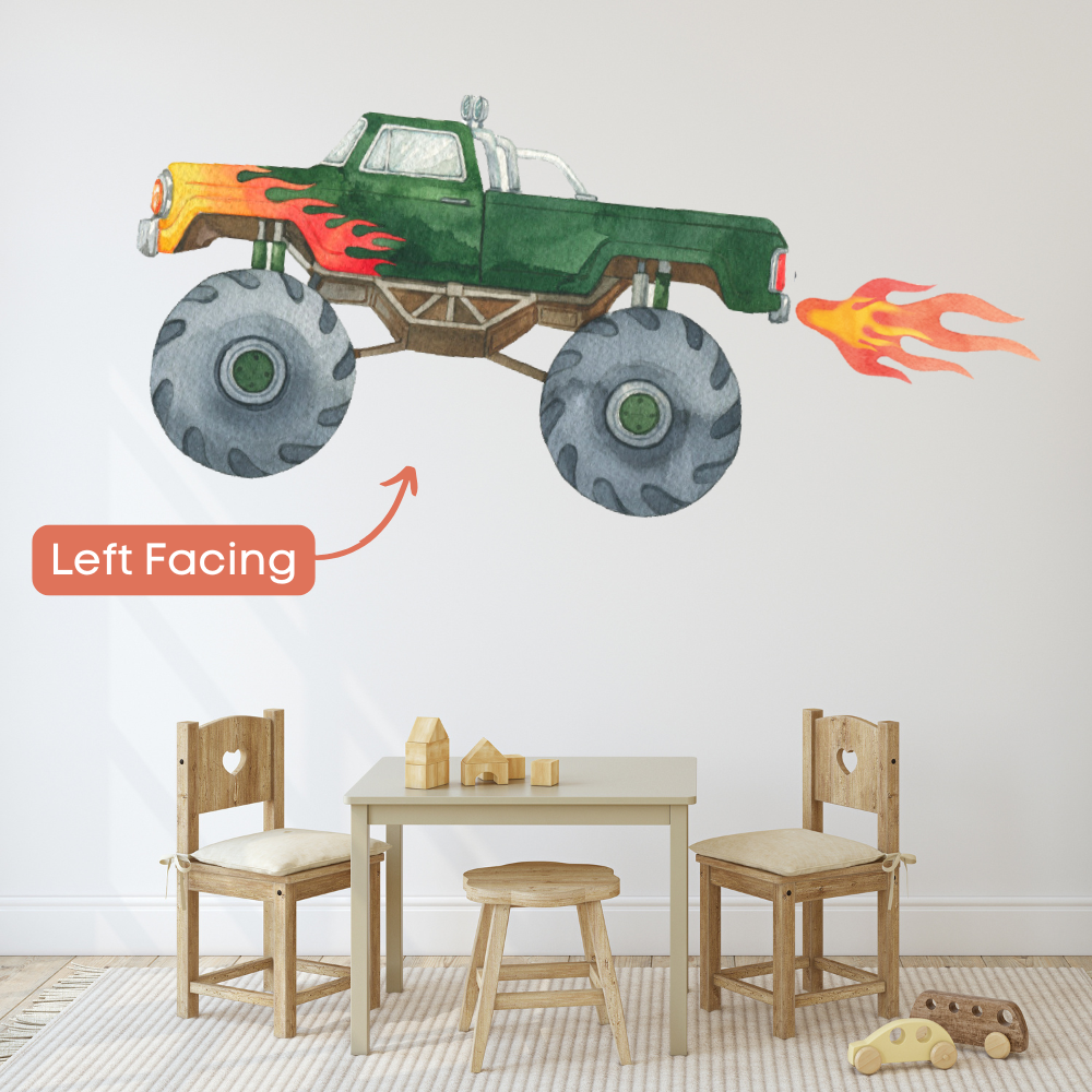 Jumbo Green Monster Truck Wall Decal