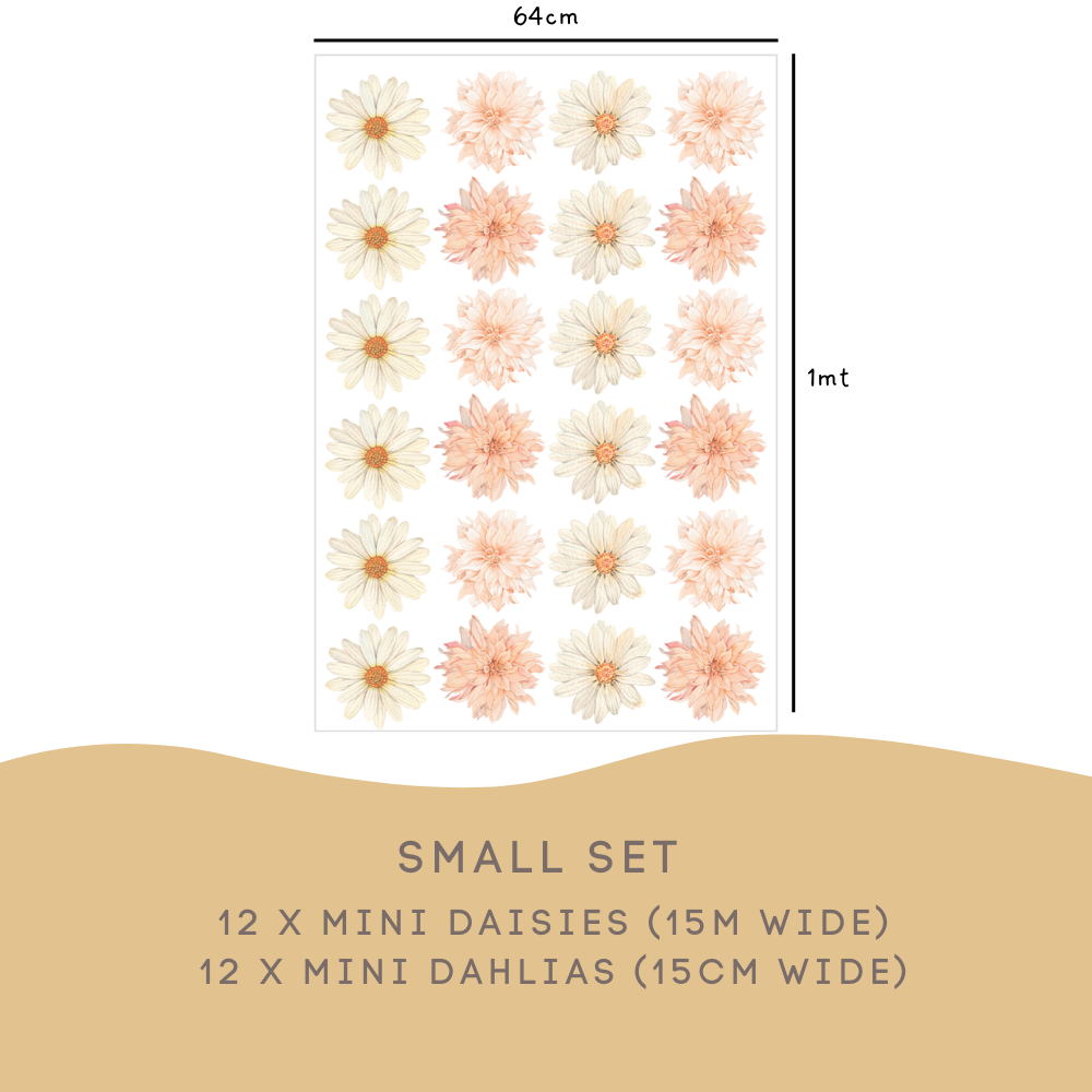 Mini Dahlias and Daisies Wall Decals