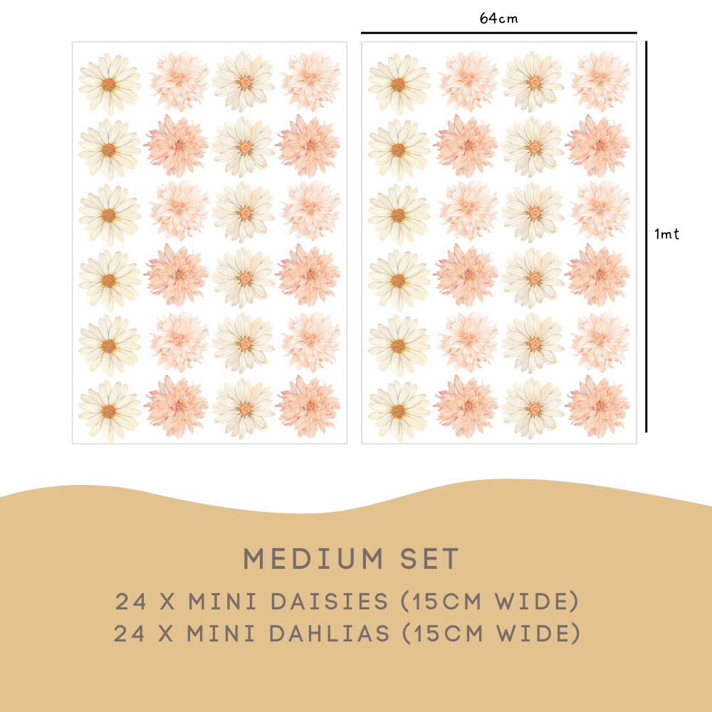 Mini Dahlias and Daisies Wall Decals