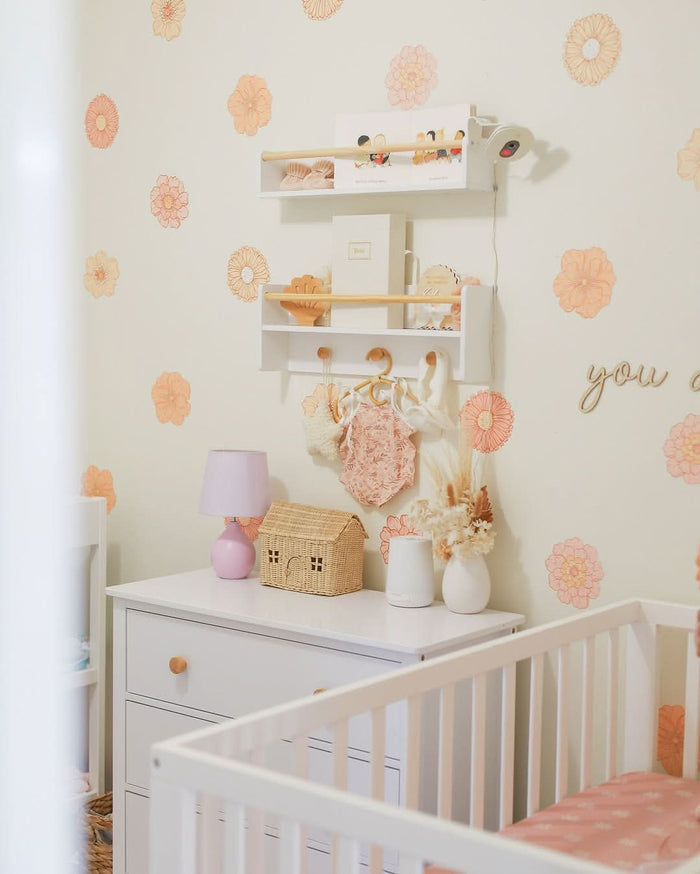 Customer photo of Mini Allie floral decals in a nursery — Mini Allie Boho Floral Decals