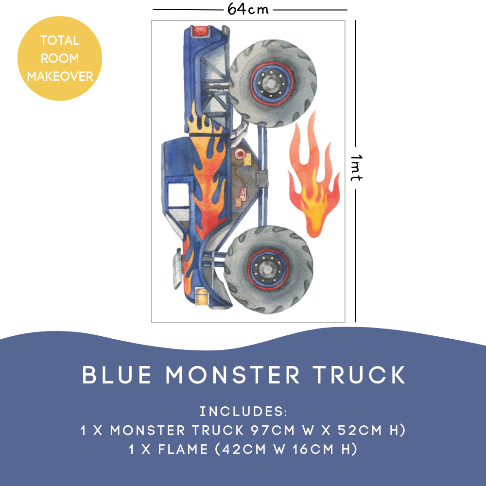 Jumbo Blue Monster Truck Wall Decal