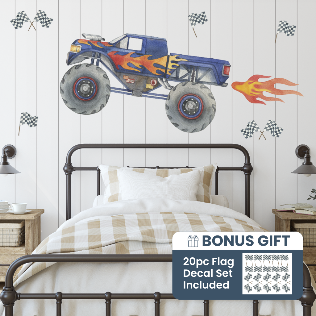 Jumbo Blue Monster Truck Wall Decal