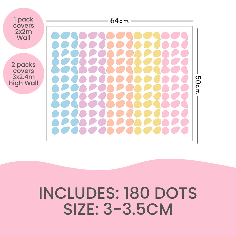 Happy Dots 180pcs Danish Pastels Wall Decals