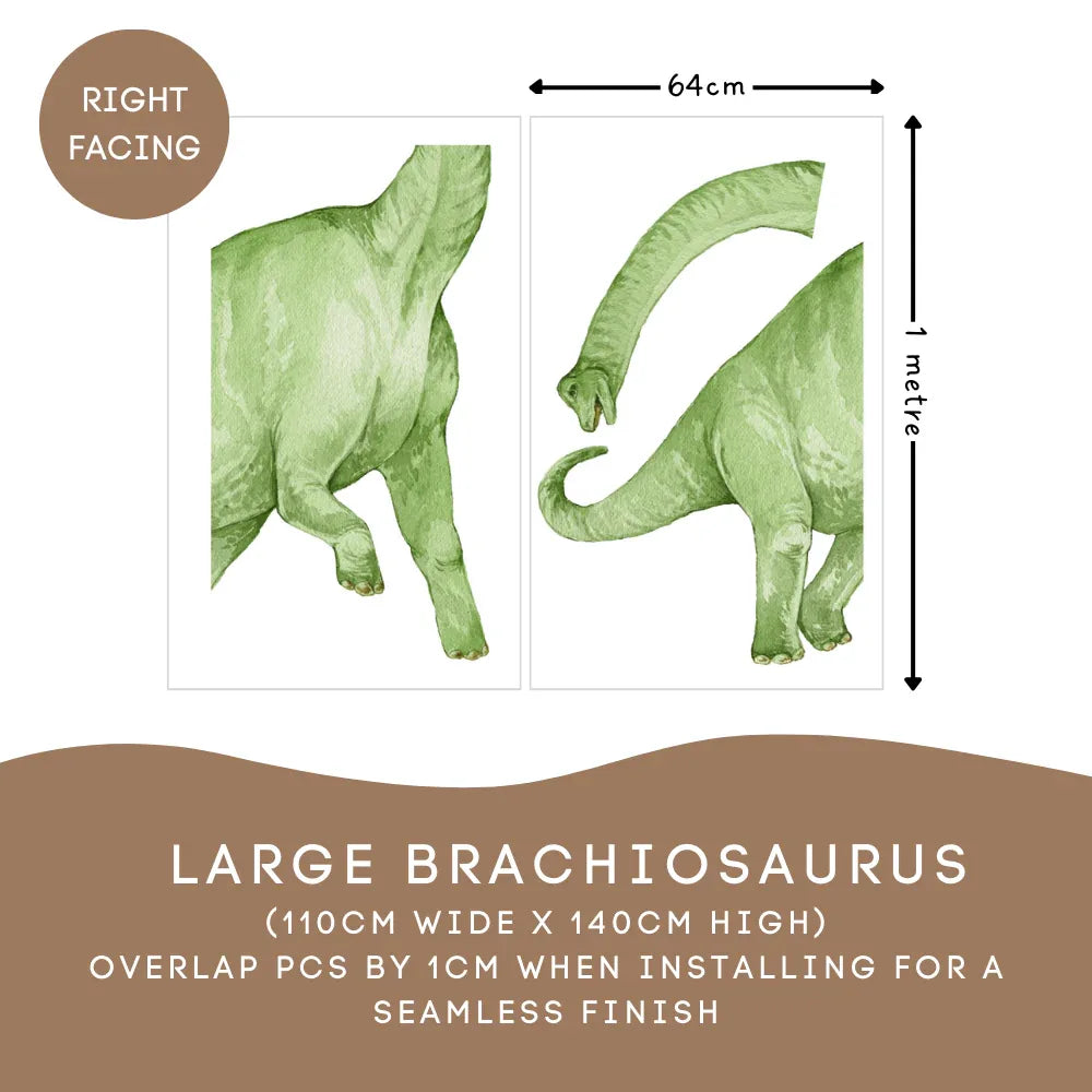Large Brachiosaurus decal size guide: 110cm wide by 140cm high, right facing