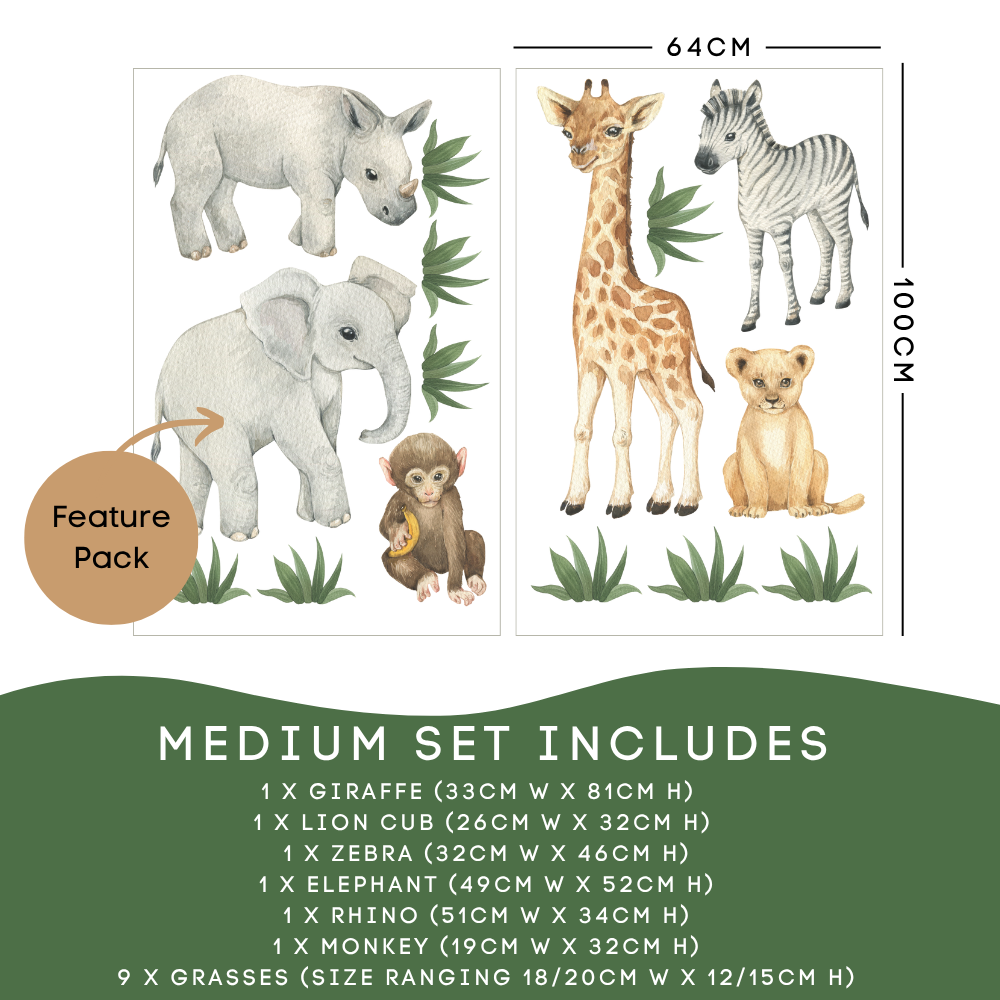 Baby Safari Animal Nursery Wall Decals