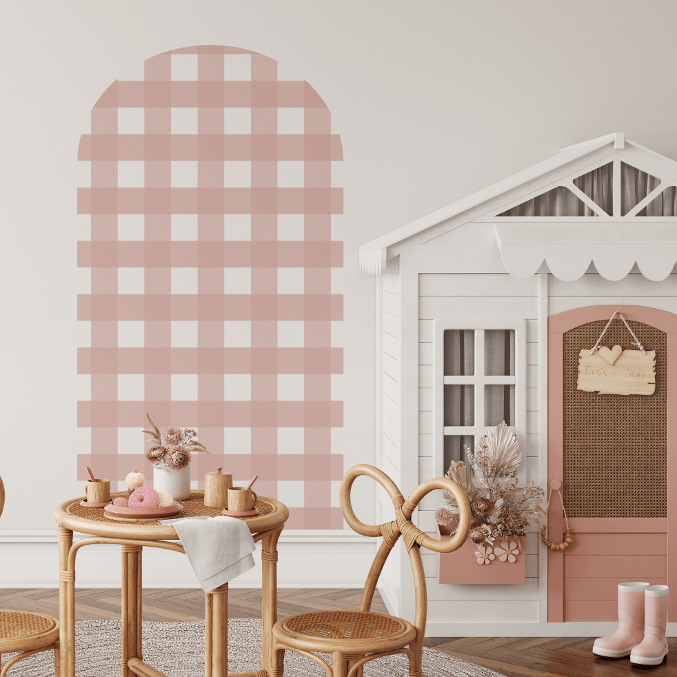 Blush Pink Gingham Check Arch Decal