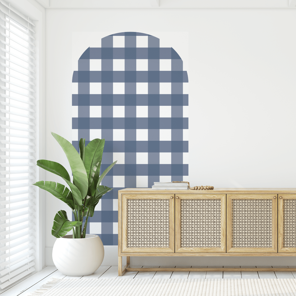 Navy Blue Gingham Check Arch Decal