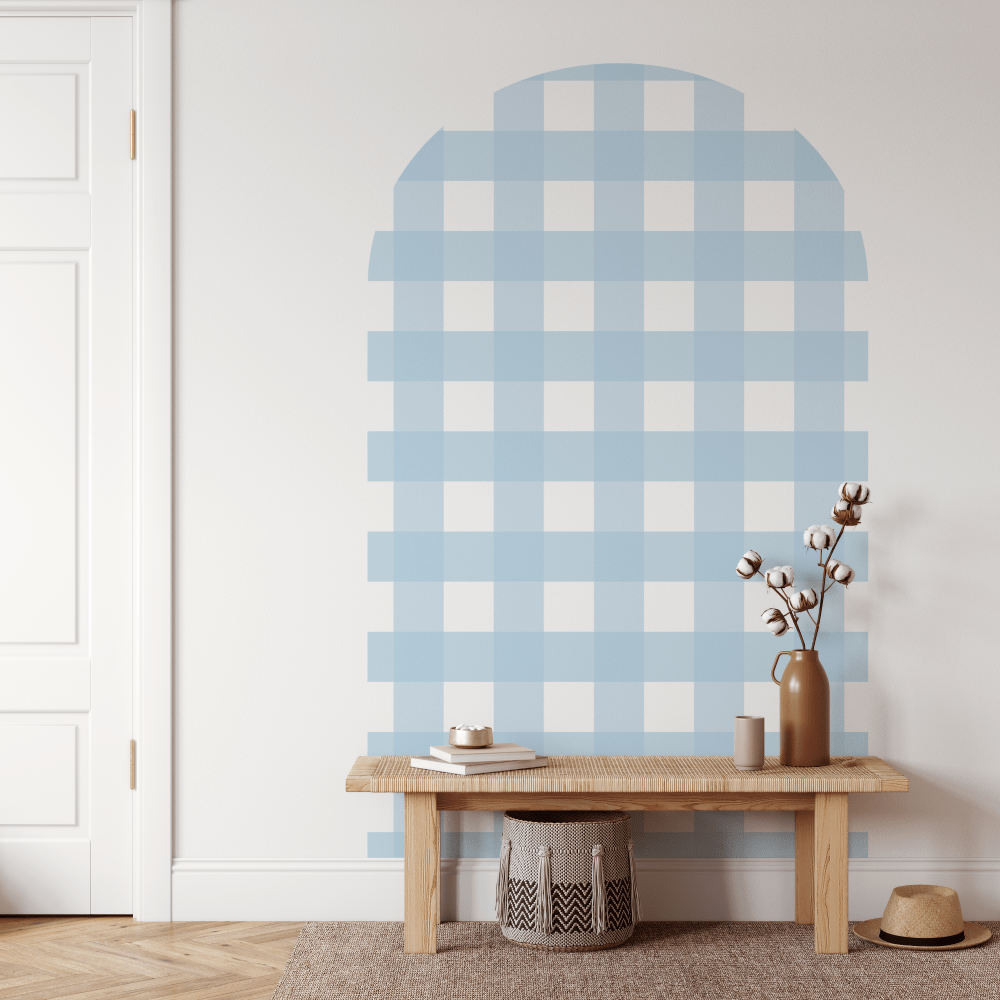 Light Blue Gingham Check Arch Decal