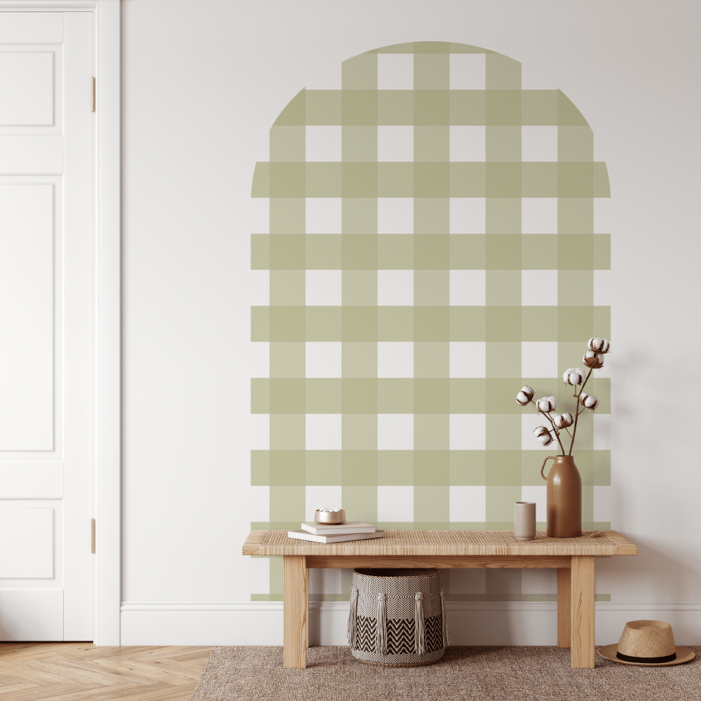 Sage Green Gingham Check Arch Decal