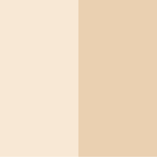A simple vertical color swatch split into two warm light tones: a very pale cream on the left and a soft beige on the right.
