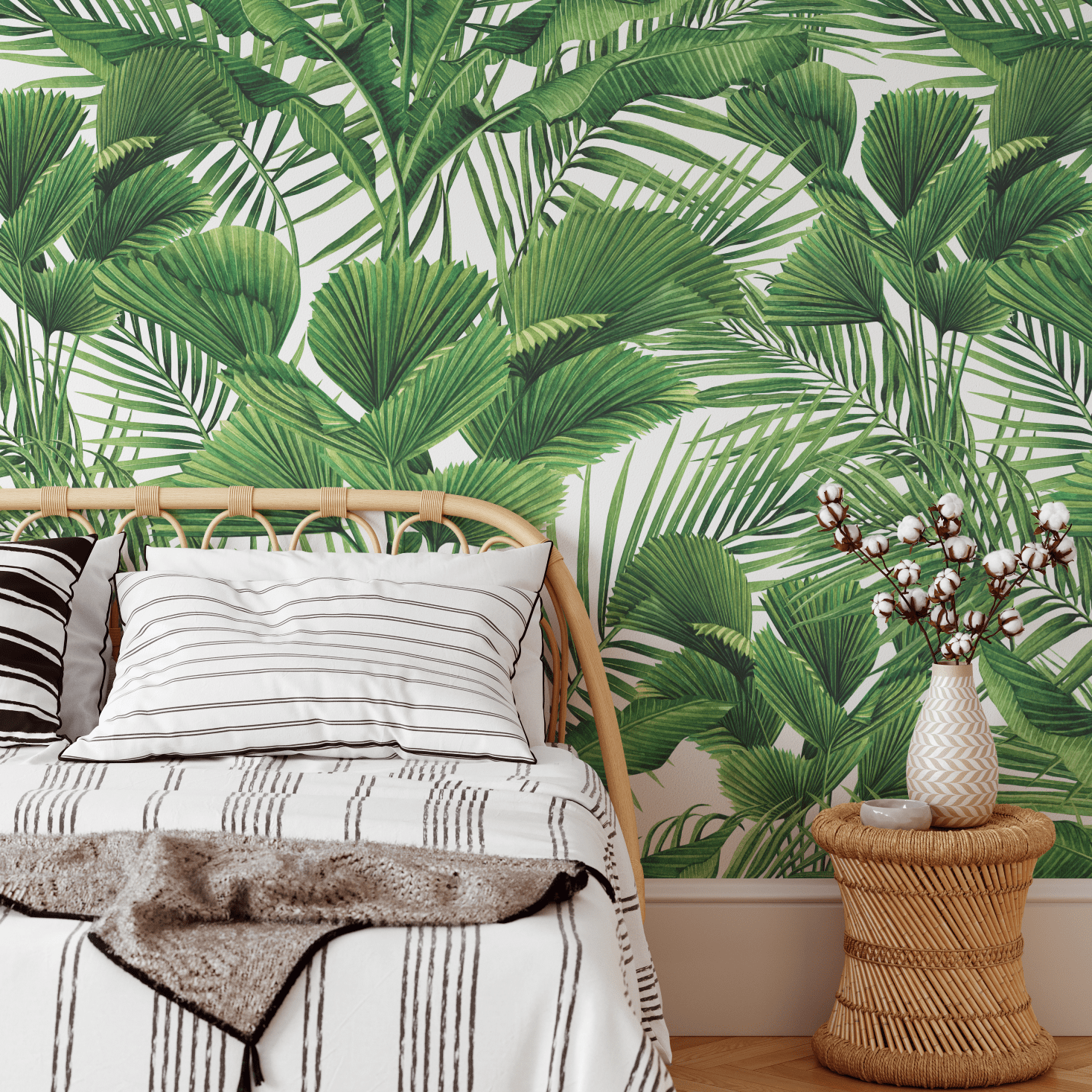 Calypso Green Tropical Jungle Foliage Wallpaper