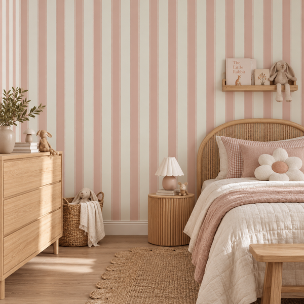 Henrietta Pink Stripes Wallpaper