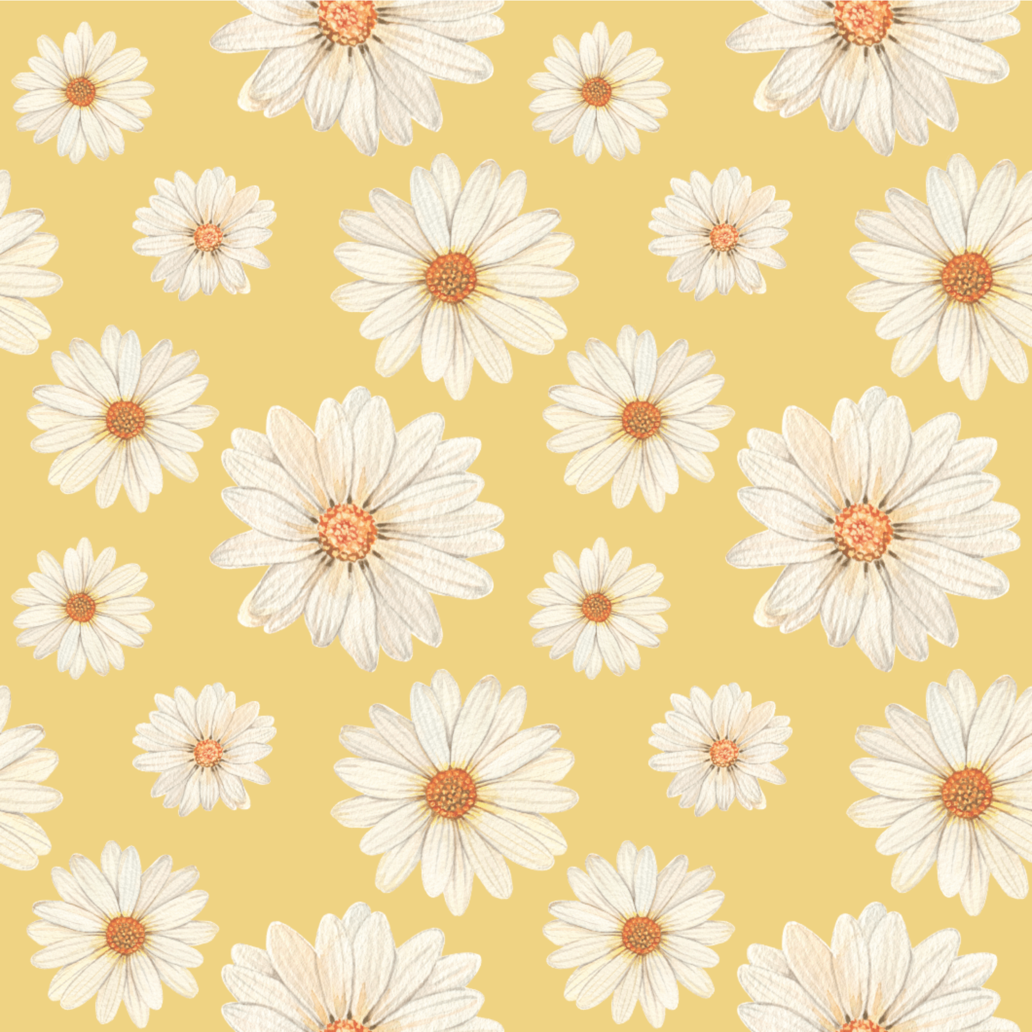 Mustard Yellow Daisy Flower Retro Vintage Wallpaper