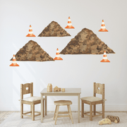 Construction Dirt Pile and Safety Cone Wall Decals