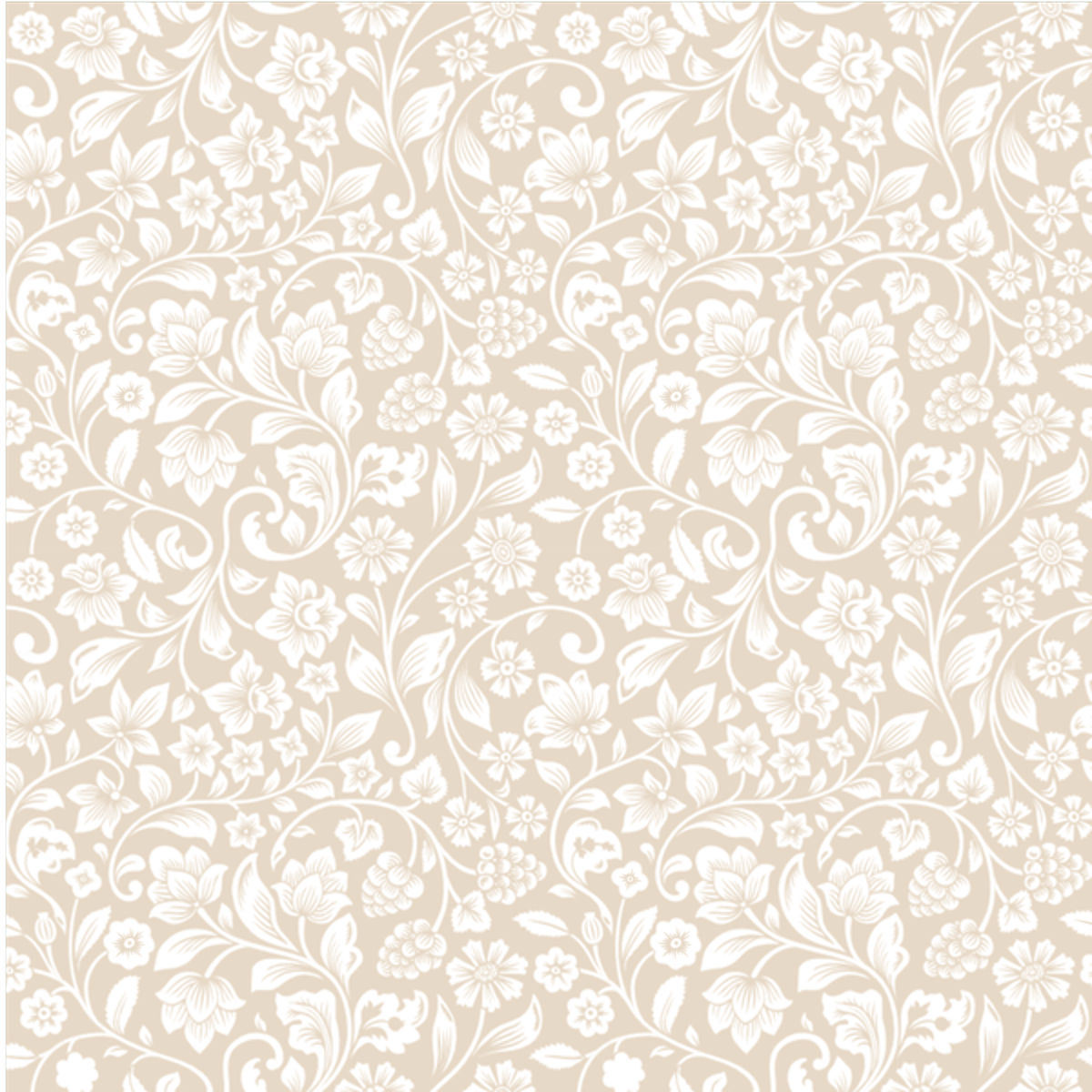 Close-up of Emma Victorian wallpaper showing a fine tonal beige floral on cream