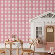 Jumbo Traditional Gingham Wallpaper - Candy Pink