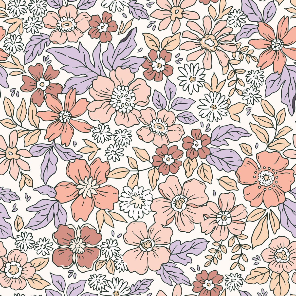 Close-up of the Harmony Belle arch decal showing coral, lilac and peach blooms
