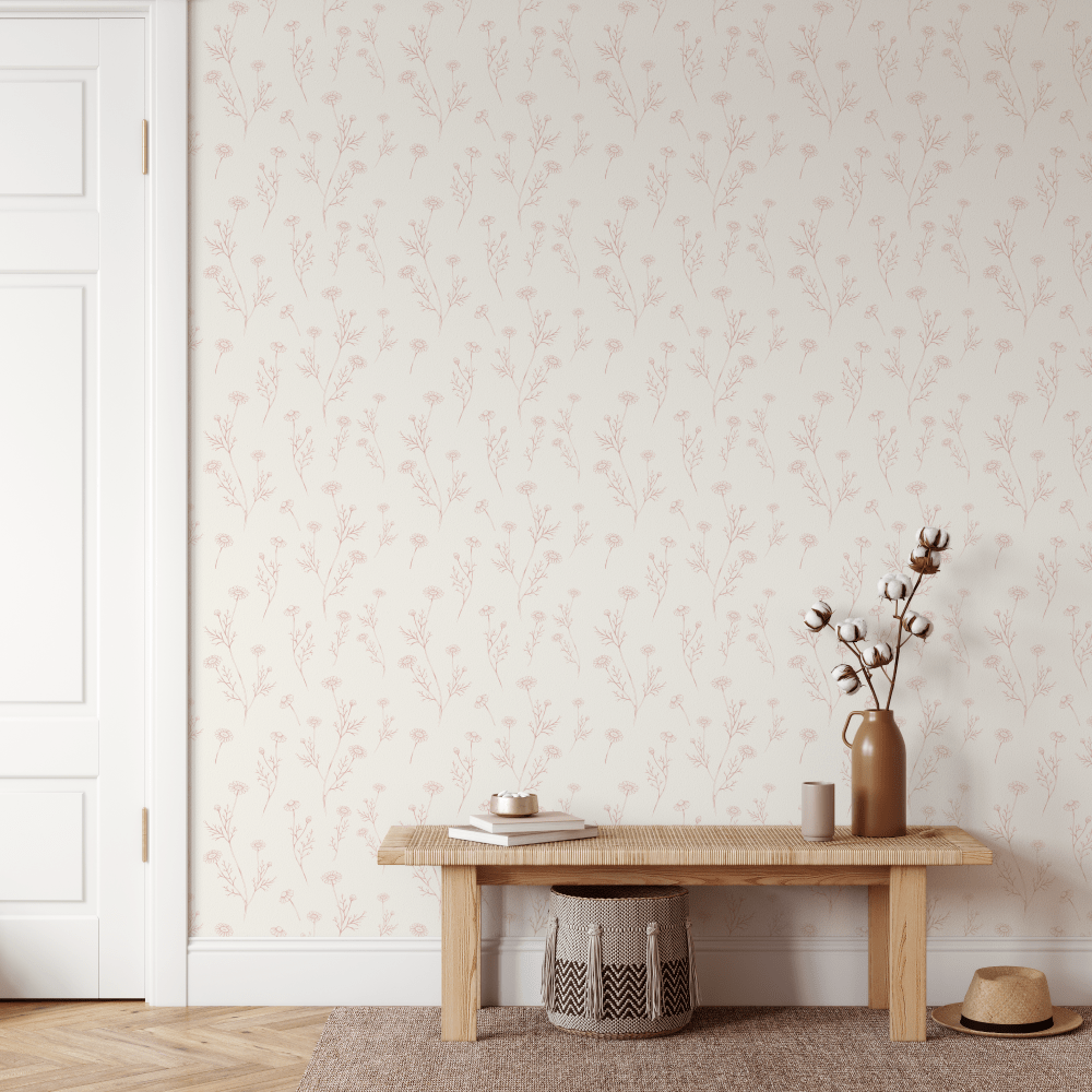 Hattie Dainty Pink Dried Foliage Wallpaper