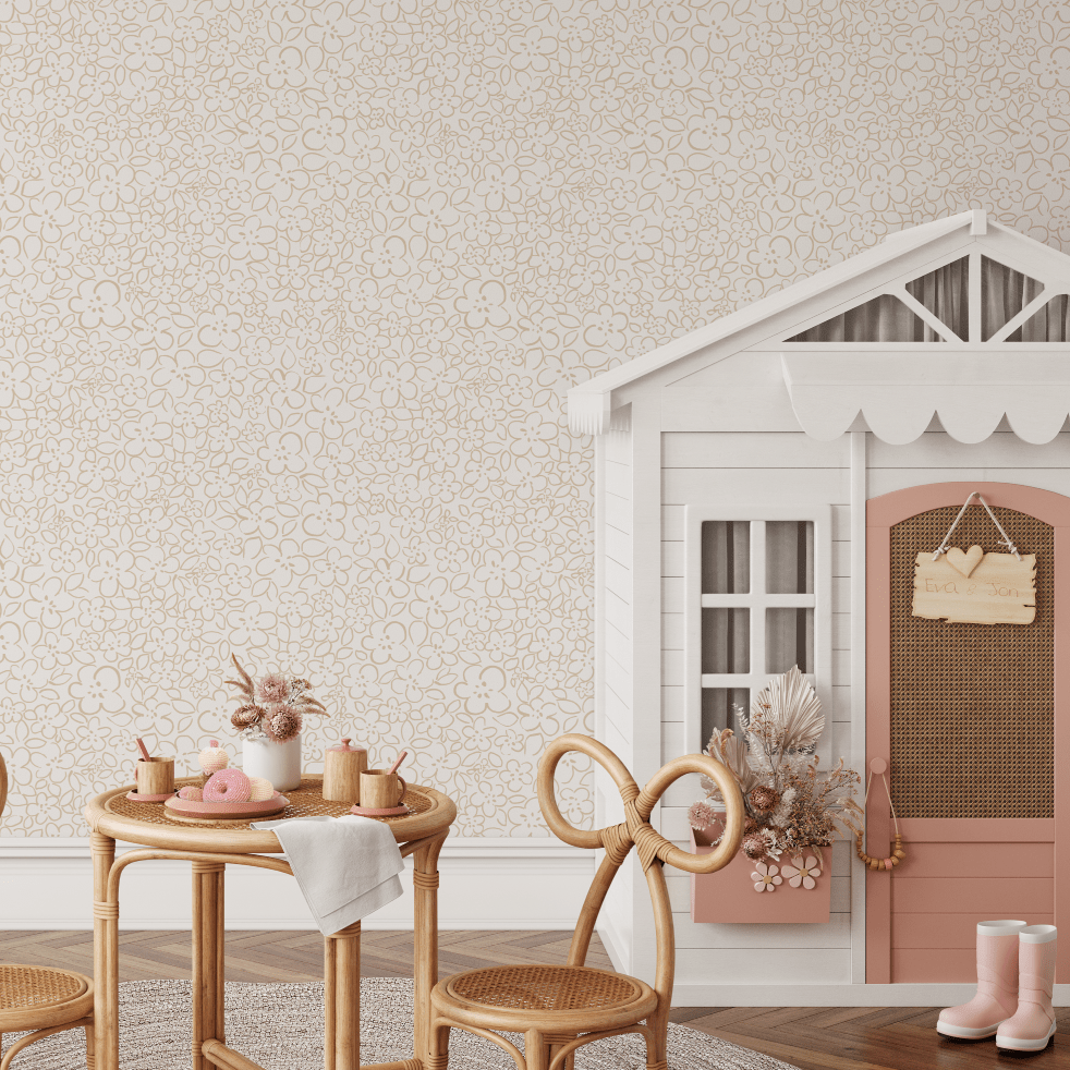 Iris Beige Dainty Floral Wallpaper