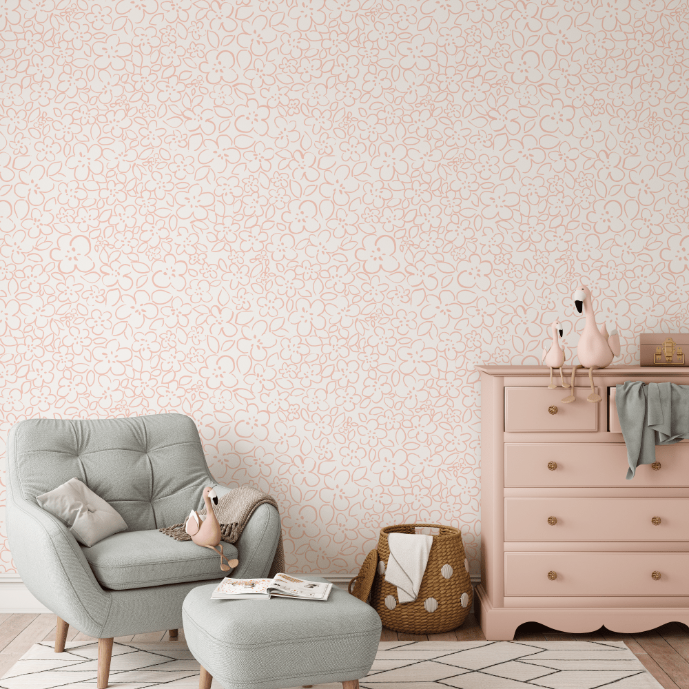 Iris Pink Dainty Floral Wallpaper