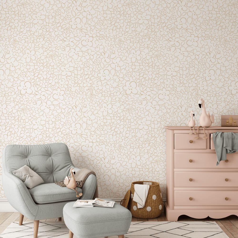 Iris Beige Dainty Floral Wallpaper