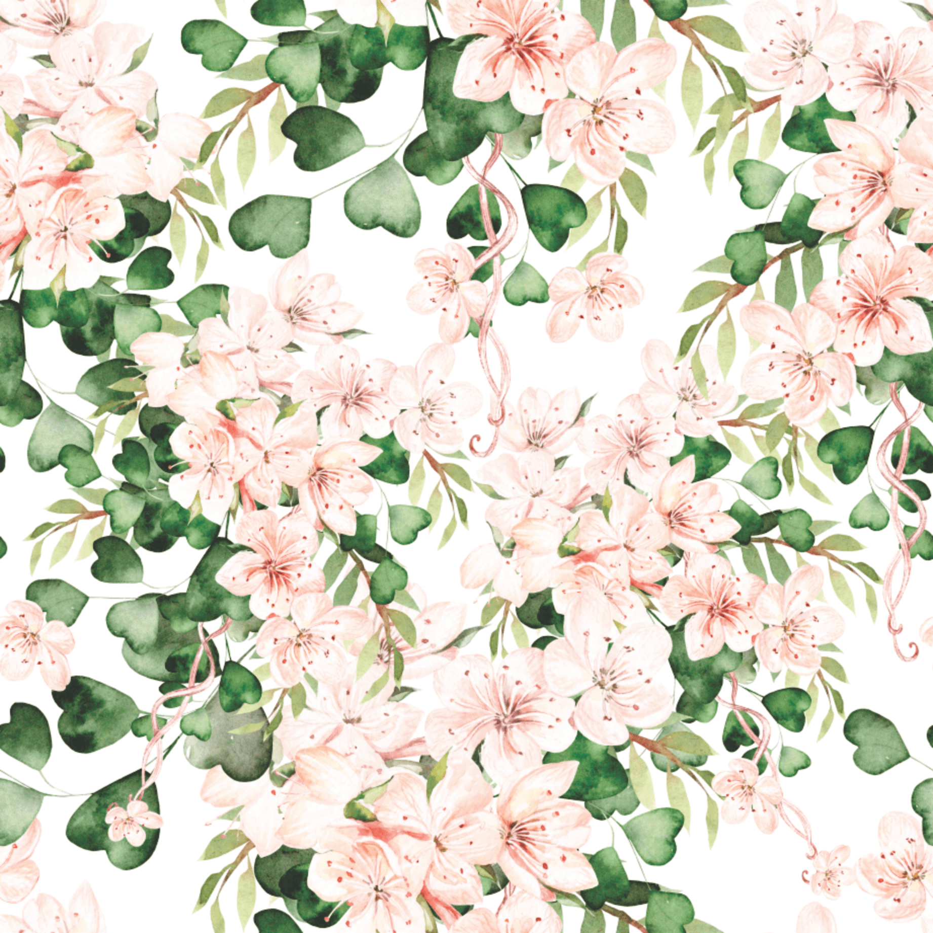 Lizette Floral Foliage Greenery Pink Wallpaper