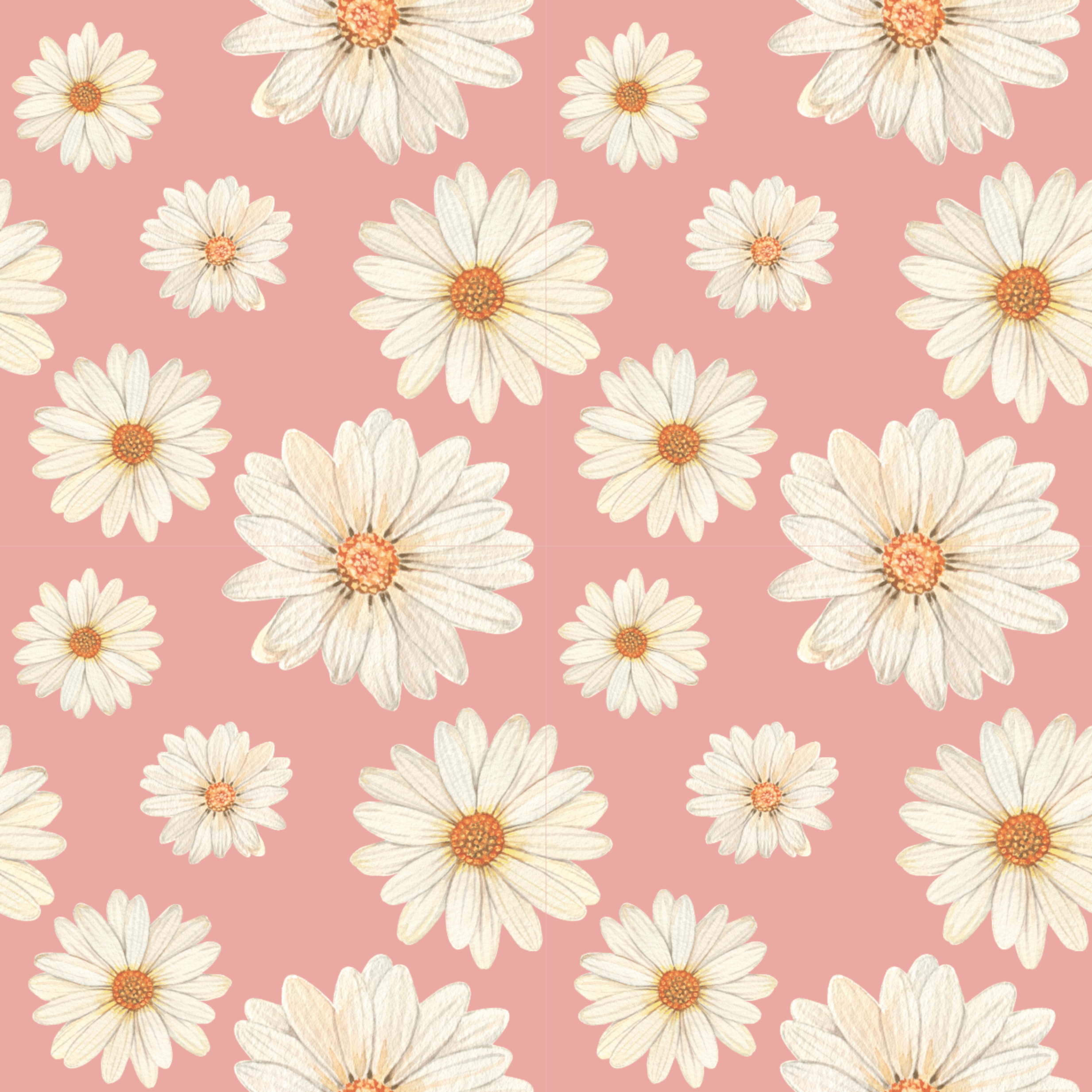 Pink Daisy Flower Retro Vintage Wallpaper