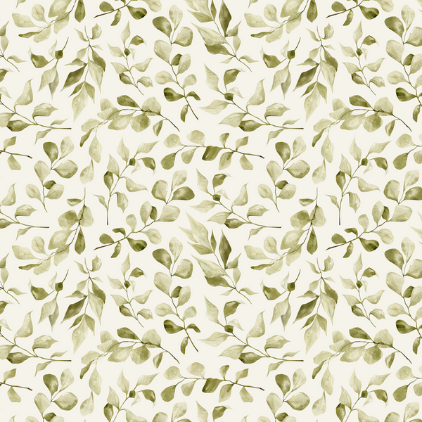 Pattern of green leaves on a white background