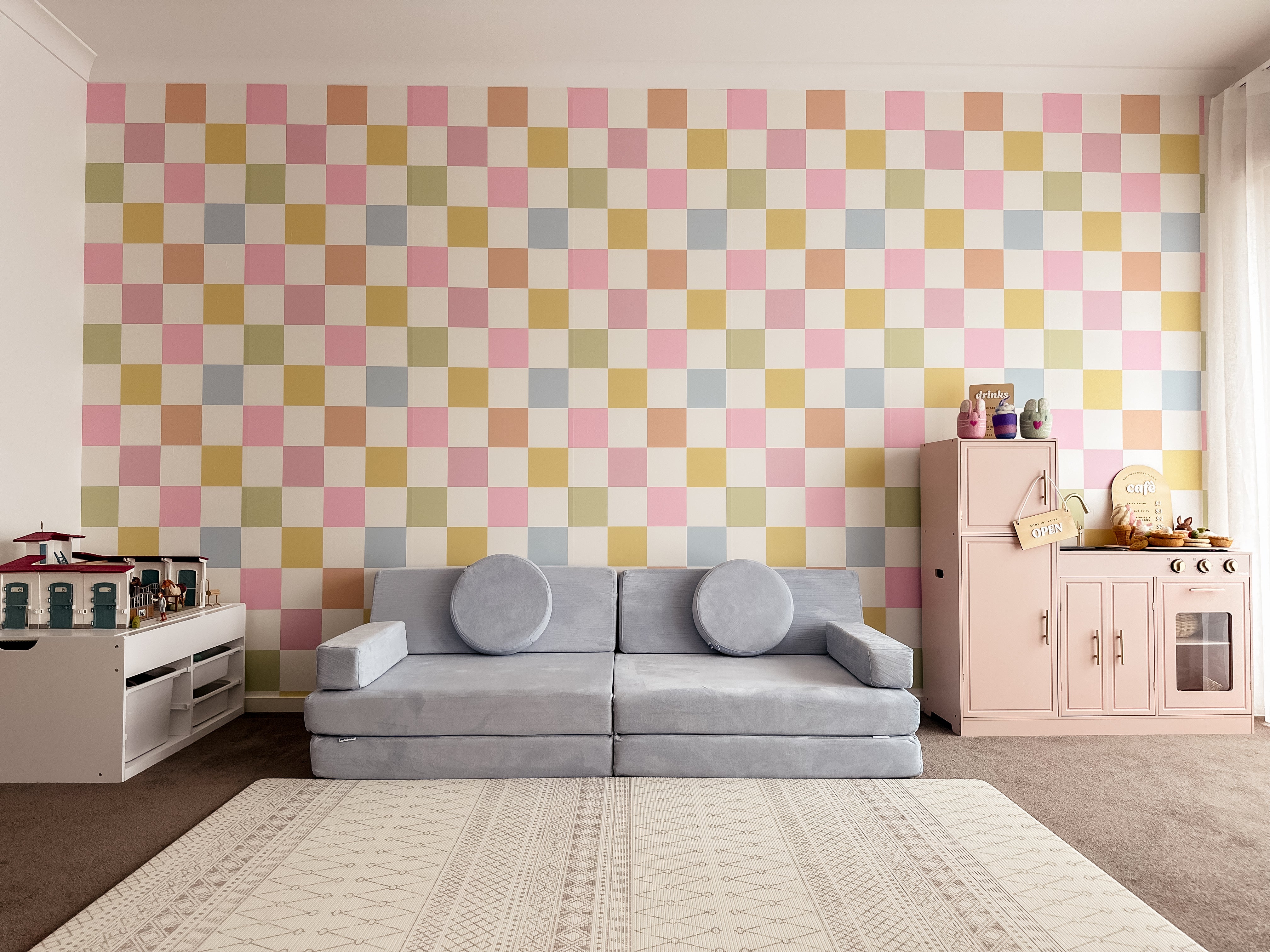 Colourful Checkers Danish Pastels Wallpaper