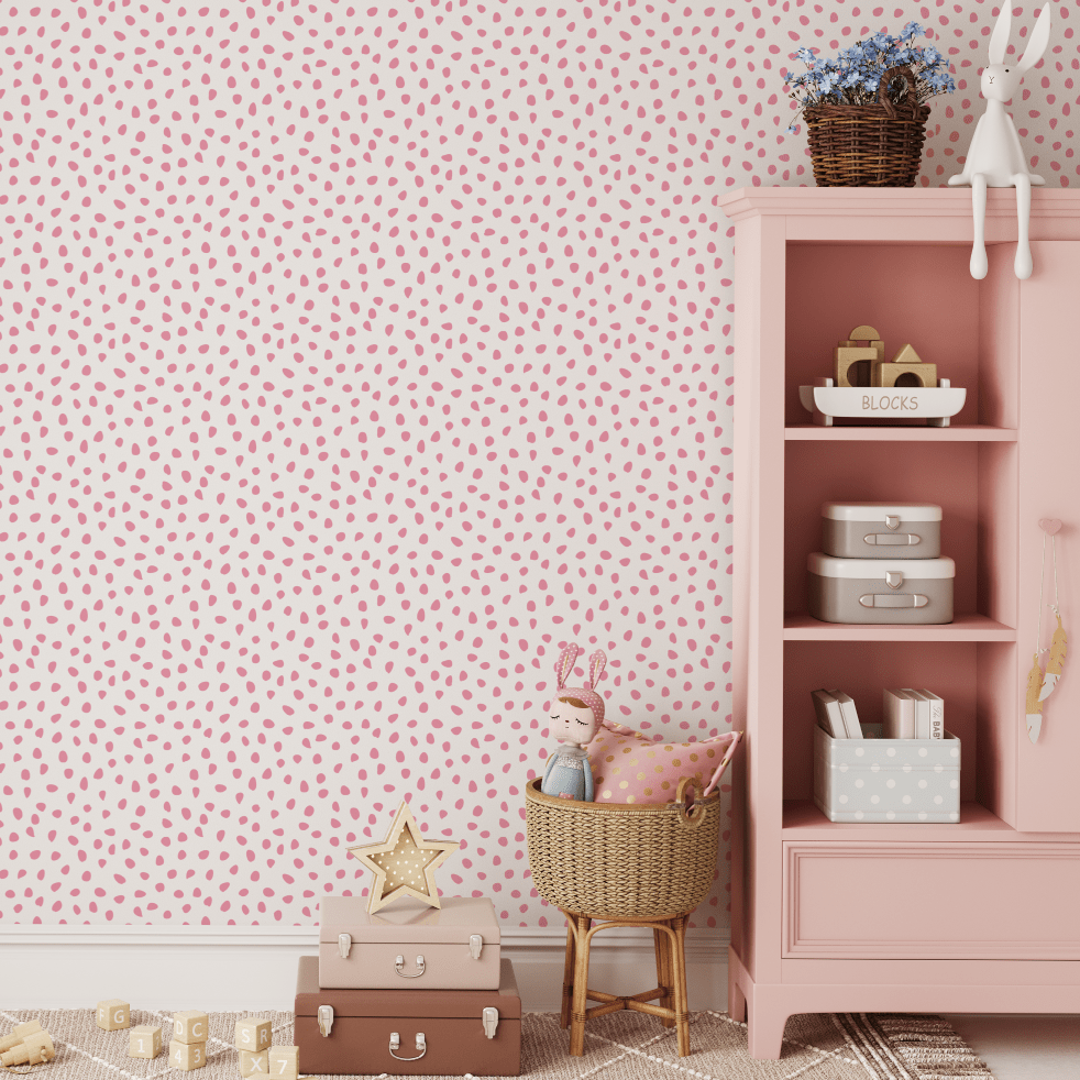 Candy Pink Spots Minimalist Wallpaper