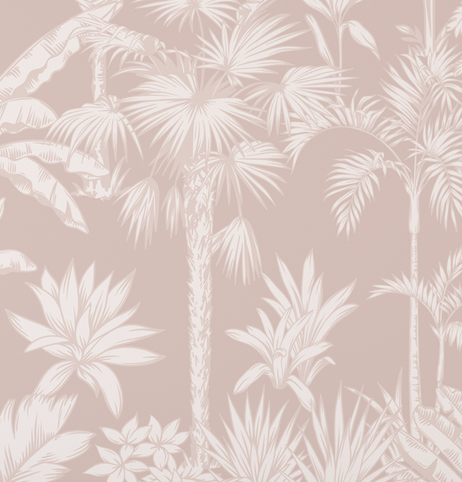 Charlotte Dusty Pink Hamptons Palms Coastal Wallpaper