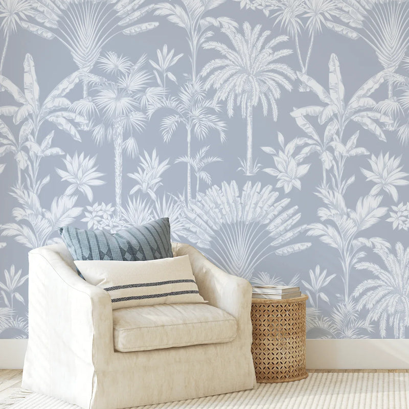Charlotte French Blue Hamptons Palms Coast Wallpaper
