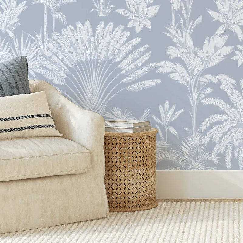 Charlotte French Blue Hamptons Palms Coast Wallpaper