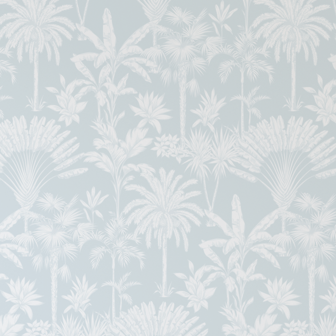 Charlotte Soft Blue Hamptons Palms Wallpaper