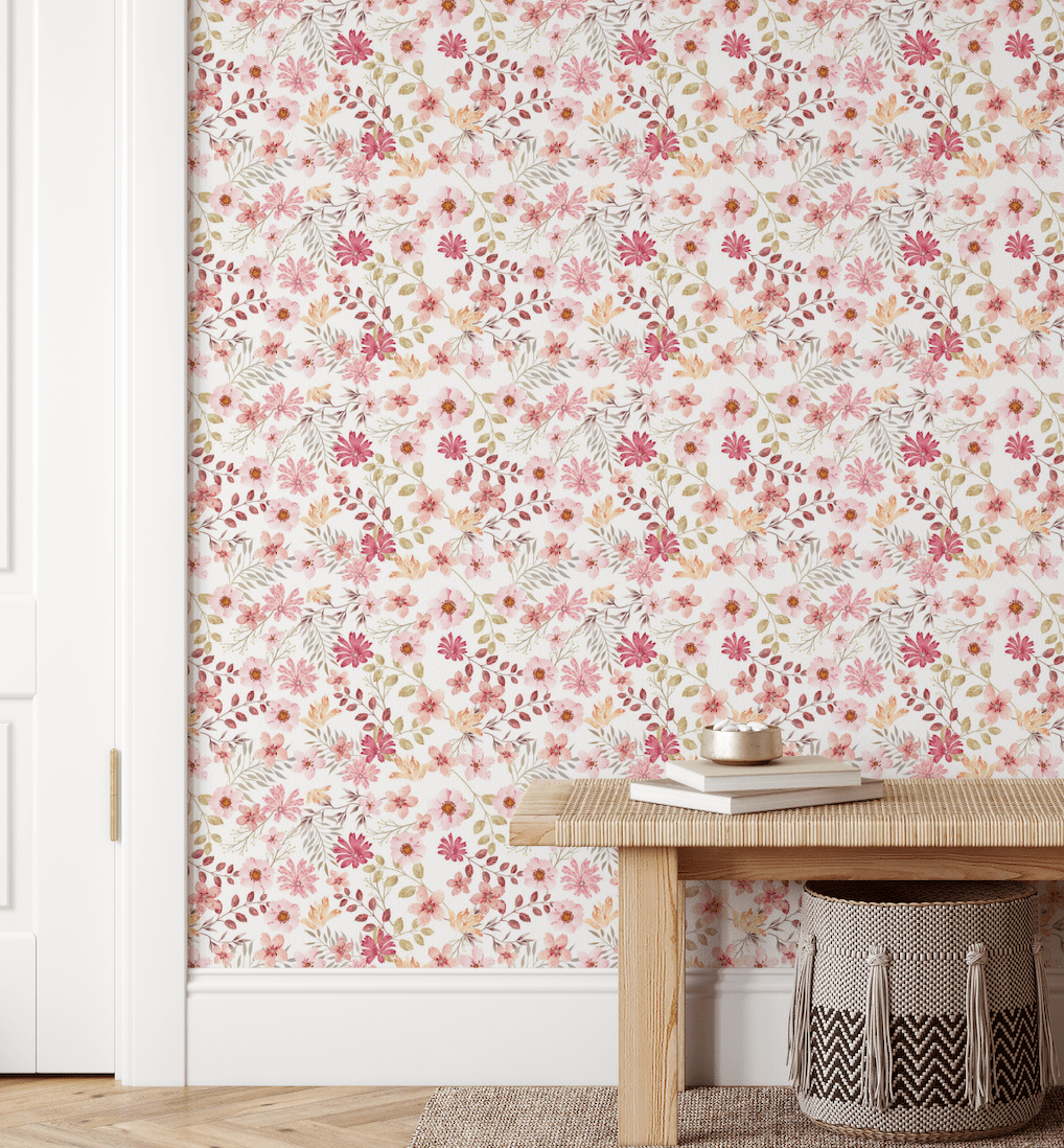 Norma Pink Floral Farmhouse Wallpaper