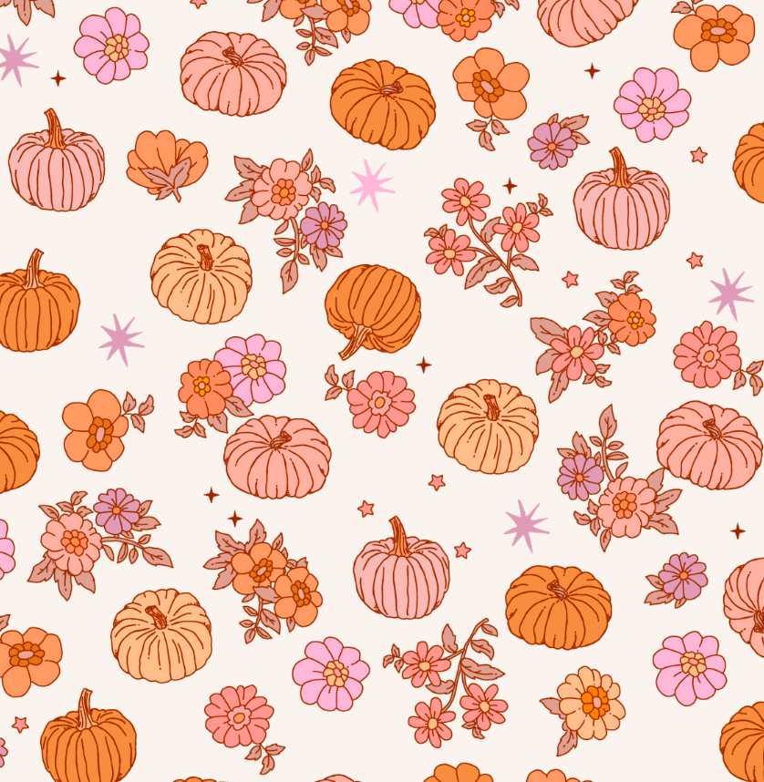 Floral Pumpkins Self-Adhesive Halloween Wallpaper