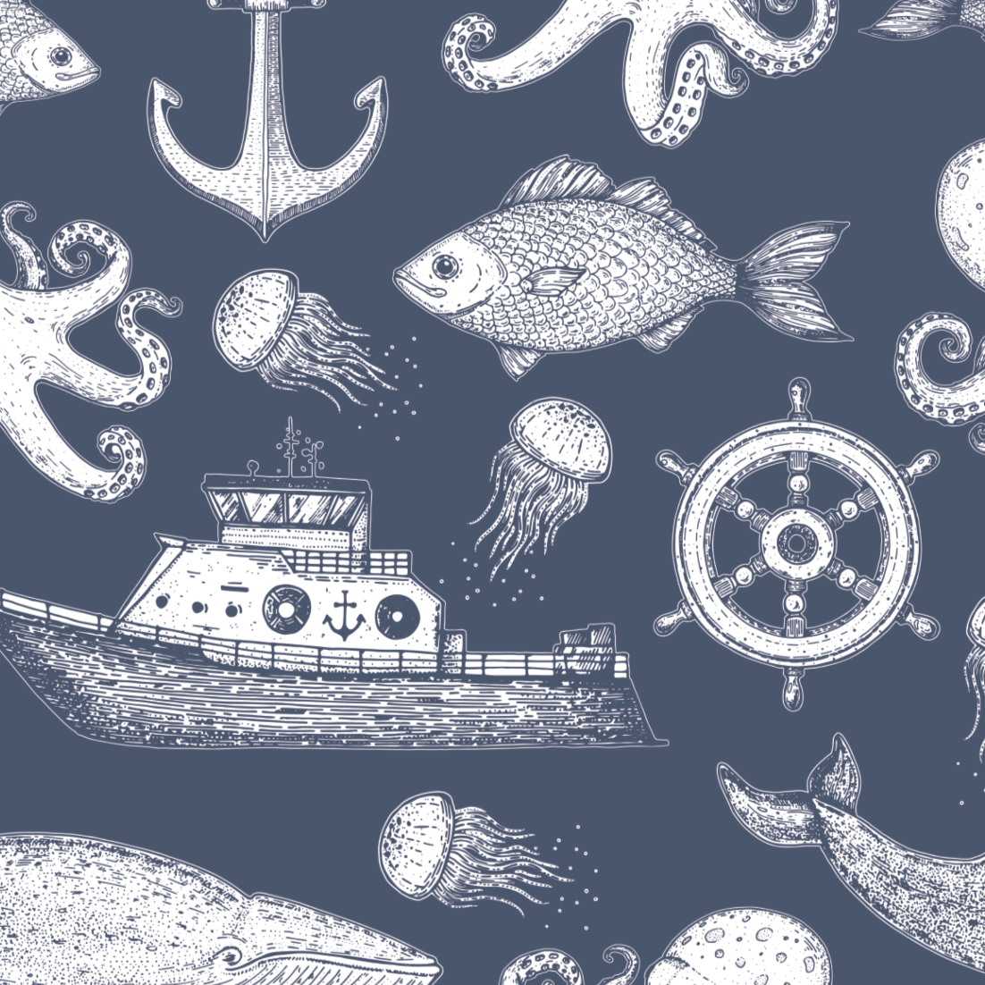 Blue Under the Sea Animal Wallpaper